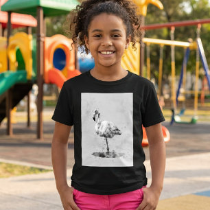 T-shirt Flamant Rose Monochrome Élégant à l'Aquarelle