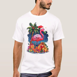 T-shirt Flamant rose Noël Lumières Noël Noël Noël Noël