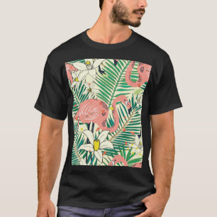 T-shirt Flamant rose Palm Feuilles : Vintage tropical