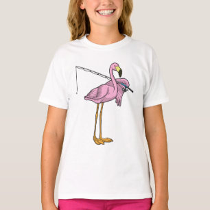 T-shirt Flamant rose Pêche Pêcheur Pêcheur canne