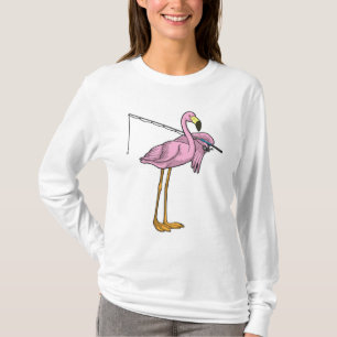 T-shirt Flamant rose Pêche Pêcheur Pêcheur canne