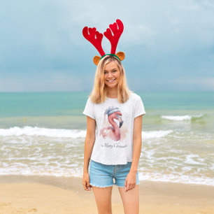 T-shirt Flamant rose père Noël Snowbird, personnalisé