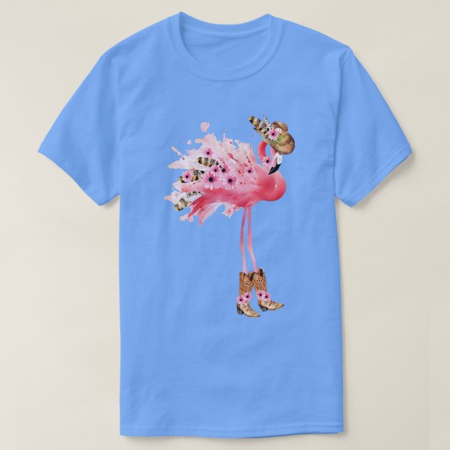 T-shirt Flamant rose pour femme Boho Western Imprimer VNec (Design devant)
