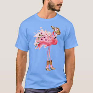 T-shirt Flamant rose pour femme Boho Western Imprimer VNec