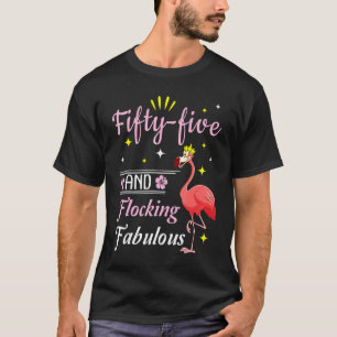 T-shirt Flamant rose Reine Fleur Joyeux 55 Ans Et Flocage