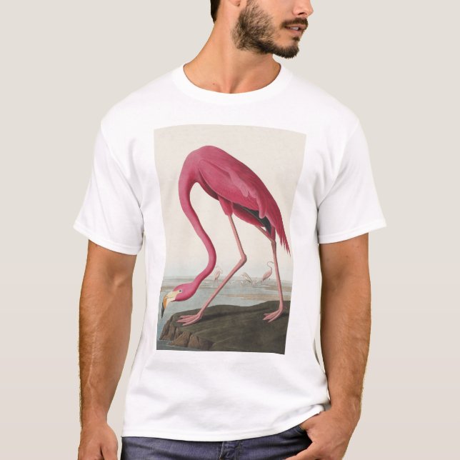 T-shirt Flamant rose rose des oiseaux d'Amérique (Devant)