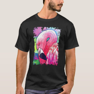 T-shirt Flamant rose rose mignon Aquarelle OEuvre d'art