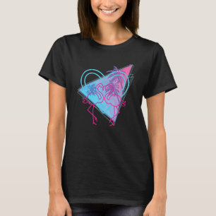 T-shirt Flamant rose rose Palmiers 80s Vaporwave Tropical