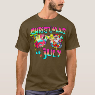 T-shirt Flamant rose rose Père Noël En Juillet Été V