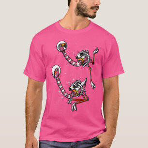 T-shirt Flamant rose spatial Astronaute d'oiseaux Funny Fi