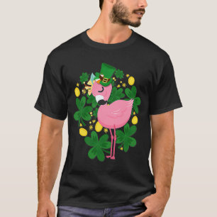T-shirt Flamant rose St Patrick Day Oiseau rose