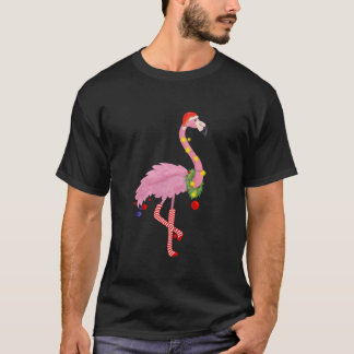 T-shirt Flamant rose tropical doux et amusant Noël