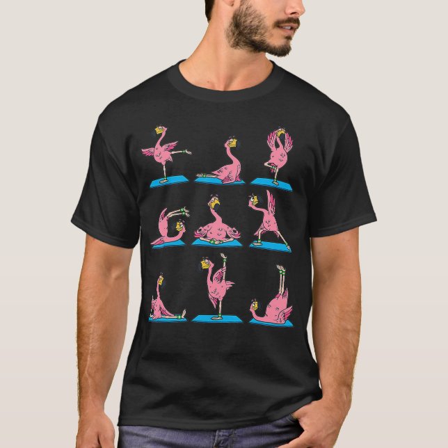 T-shirt Flamant rose Yoga Position Exercice Flamant rose C (Devant)