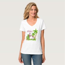 T-shirt Flamants roses et fleurs tropicales