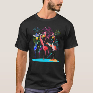 T-shirt Flamants roses Nous Fêter Drapeau Avec Lunettes Fe