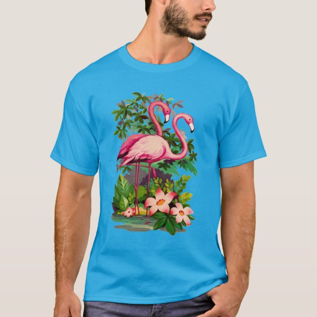 T-shirt Flamants roses rétro (Devant)