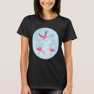 T-shirt Flamants roses Roses Dans Une Lune Pleine Flamme M