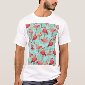 T-shirt Flamants roses roses : Exotic Seamless Motif.