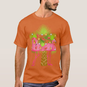 T-shirt Flamants roses tropicaux Lumières de Noël Hawaï No