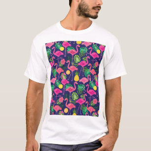 T-shirt Flamants vintages, éléments d'été motif