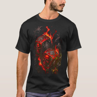 T-shirt Flaming Skull Dice - High Stakes Rebel Graphic