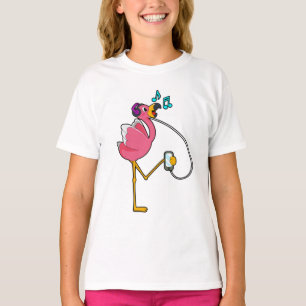 T-shirt Flamingo at Music with Headphone