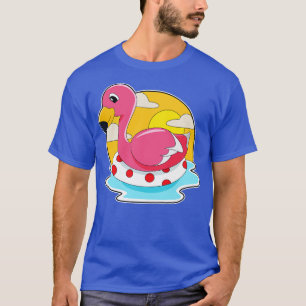 T-shirt Flamingo at Swimming with Lifebuoy