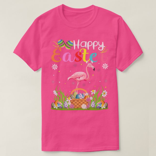 T-shirt Flamingo Bird Bunny Egg Hunting Funny Flamingo Hap (Design devant)