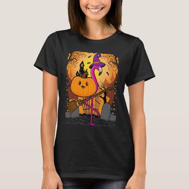 T-shirt Flamingo  Halloween   Pumpkin Flamingo Halloween (Devant)