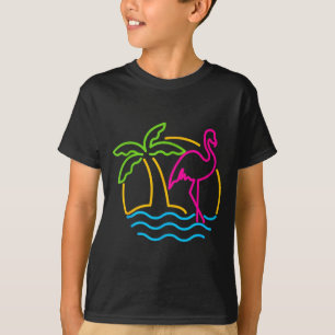 T-shirt Flamingo Nk néon Rétro Miami Vintage 80s 