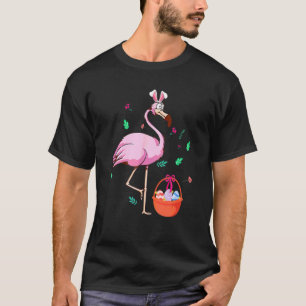 T-shirt Flamingo With Easter Eggs Easter Ears Bunny