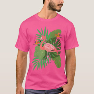 T-shirt Flamingo with leaves
