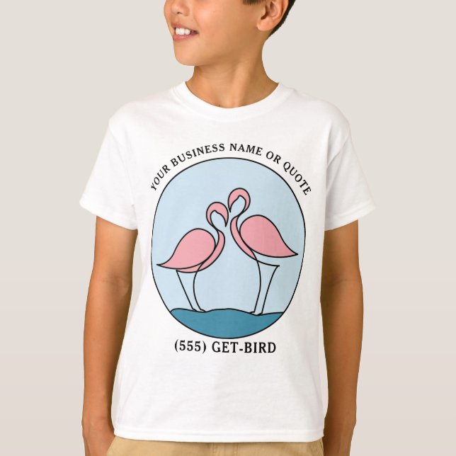 T-shirt Flamingo Your Business Logo Art Photo Quote Kid's (Devant)