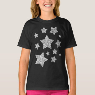 T-shirt Flamme de parties scintillant argent scintille noi