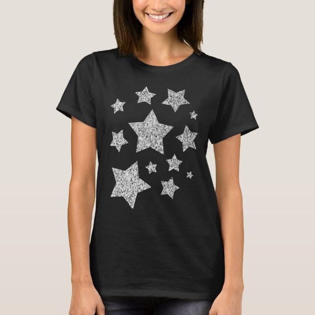 T-shirt Flamme de parties scintillant argent scintille noi (Devant)