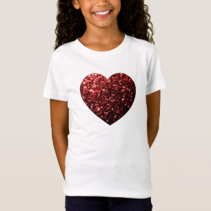 T-Shirt Flamme de parties scintillant de coeur rouge foncé