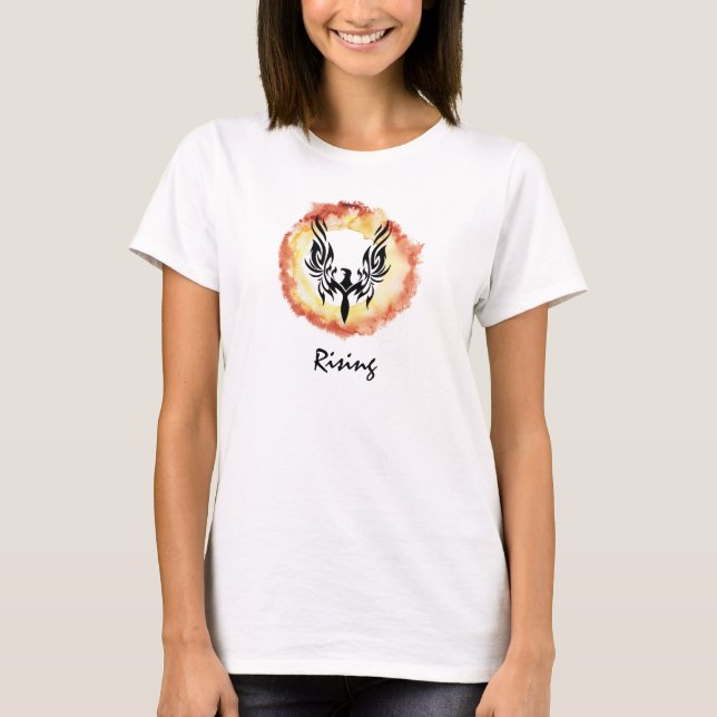 T-shirt *~* Flamme rouge orange Bague de feu Phénix Noir (Devant)