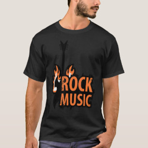 T-shirt Flammes De Guitare Et Rocher Et Rouleau