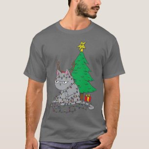 T-shirt Flammes de Noël moches Chat