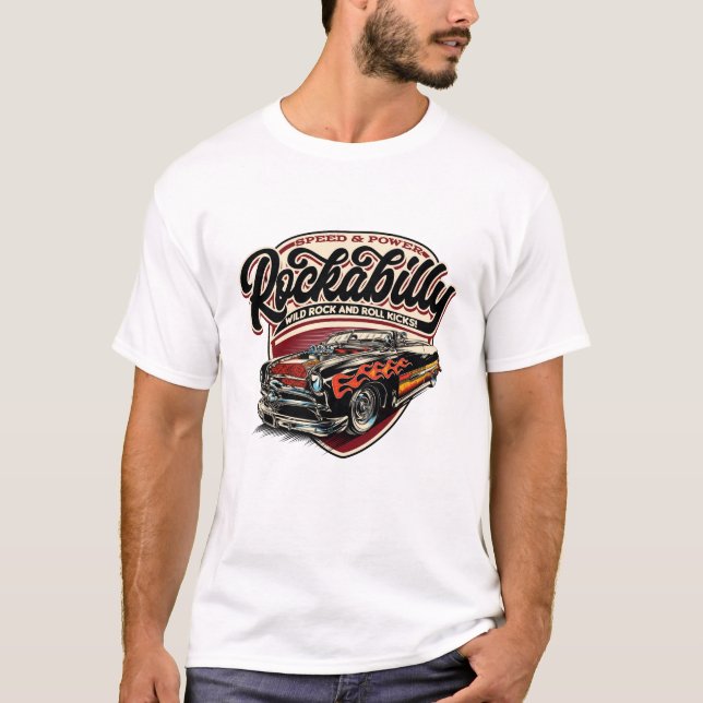 T-shirt Flammes de vitesse Rockabilly Hotrod - pos (Devant)