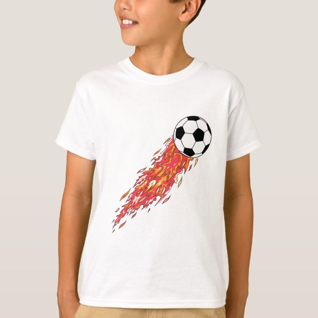 T-shirt flammes feu balle de football (Devant)