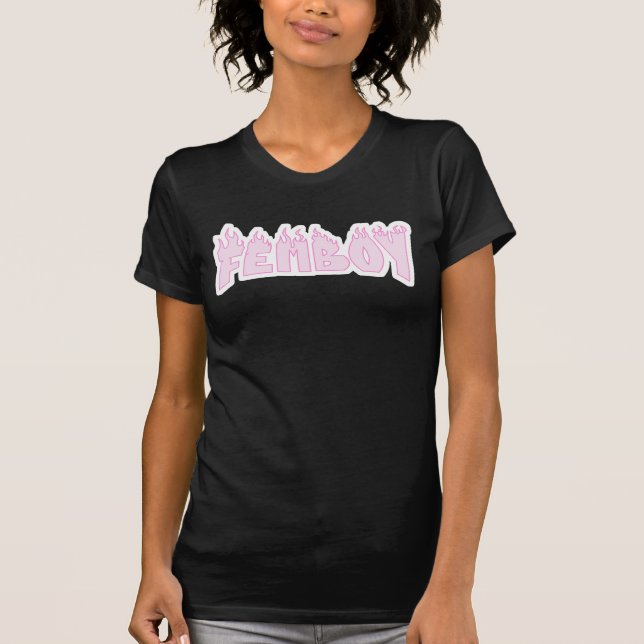 T-shirt Flammes roses Femboy (Devant)