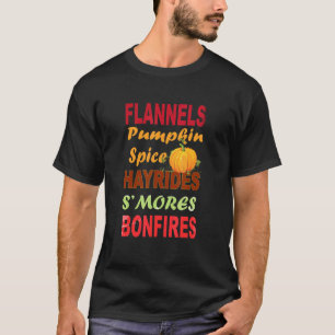 T-shirt Flannel Citrouille épice Hayrides Bonfires Automne