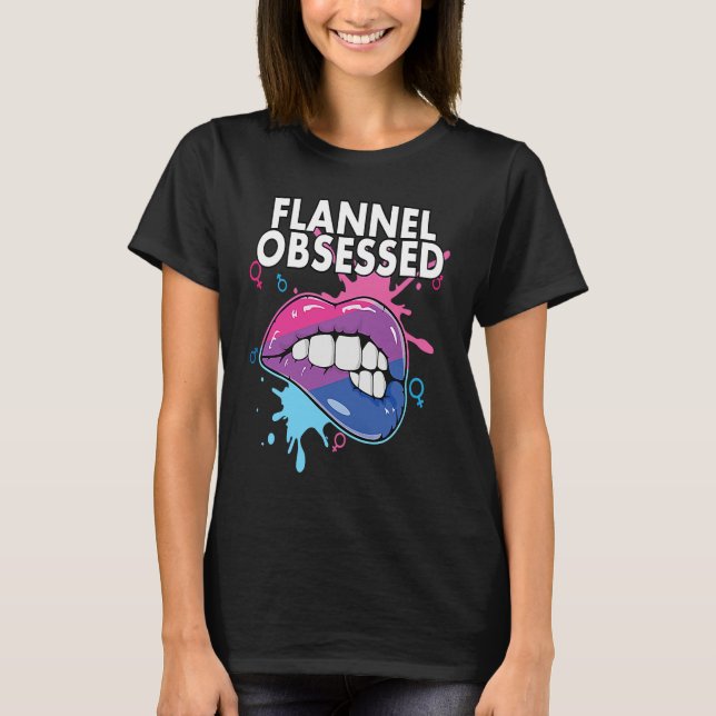 T-shirt Flannel Obsessed Bisexual Rainbow Pride Bisexualit (Devant)