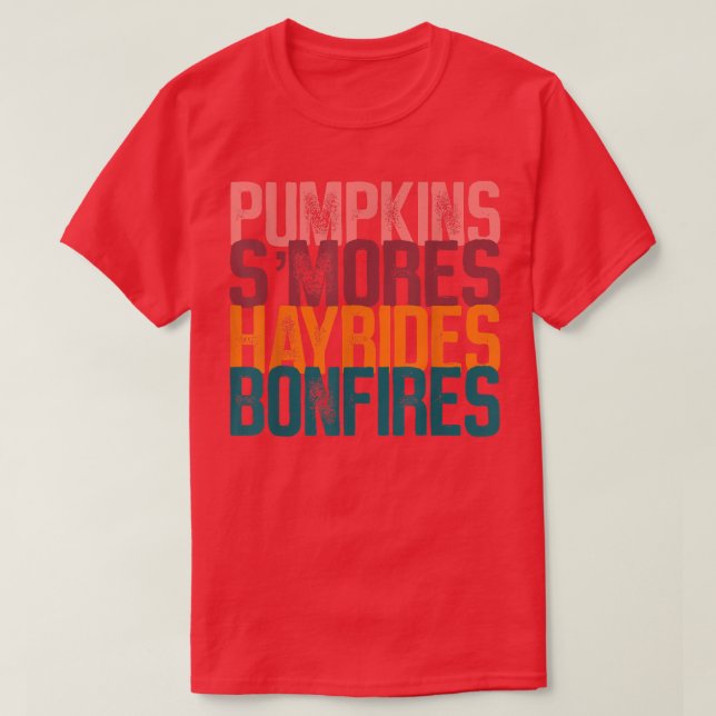 T-shirt Flannels Citrouille Hayrides Smores & Bonfires (Design devant)