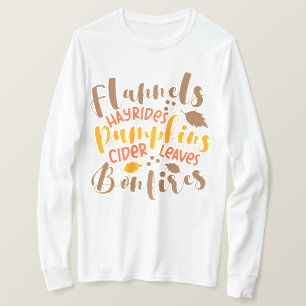 T-shirt Flannels Hay Rides Citrouille cidre Feuilles Bonfi