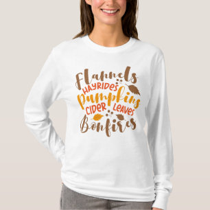 T-shirt Flannels Hay Rides Citrouille cidre Feuilles Bonfi