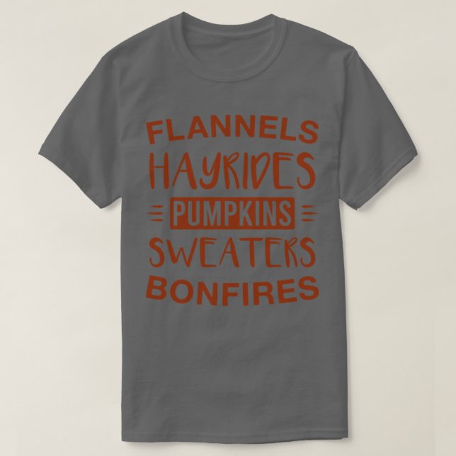 T-shirt Flannels Hayrides Chandails Citrouille Bonfires Au (Design devant)