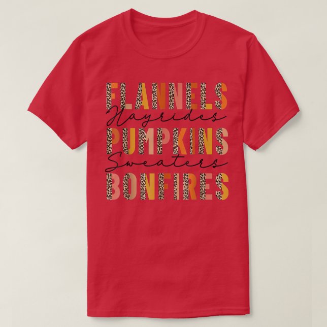 T-shirt Flannels Hayrides Chandails Citrouille Bonfires Re (Design devant)