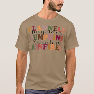 T-shirt Flannels Hayrides Citrouilles Automne Vibes Automn